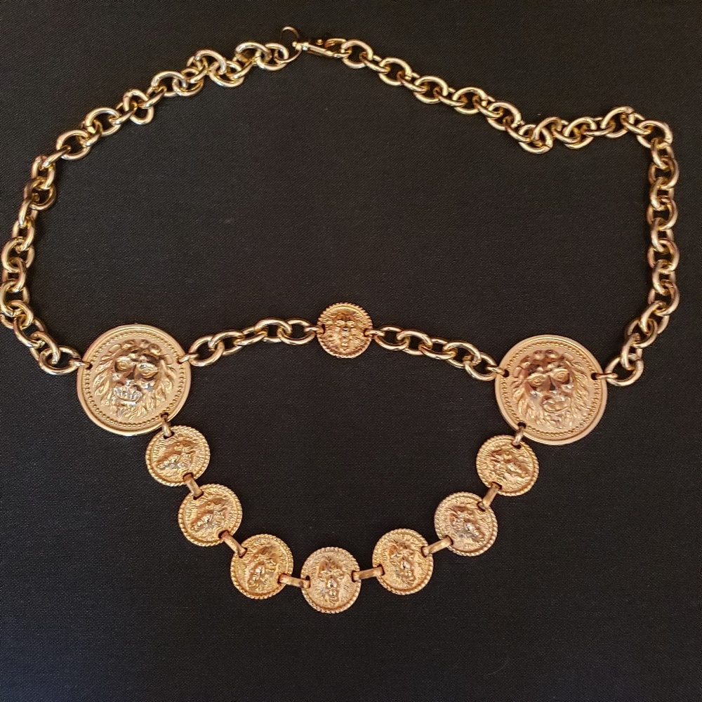 Gold Lion head chain belt